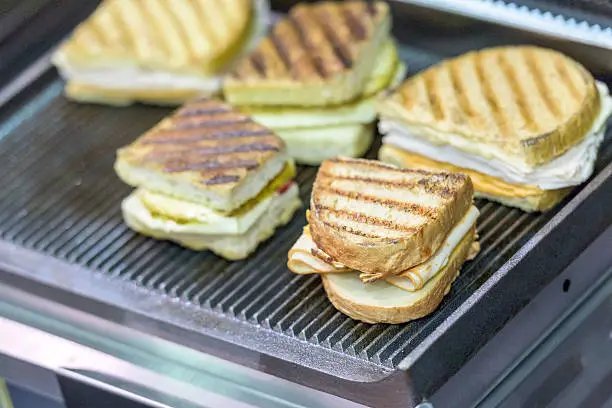 Panini pressed golden on a hot griddle