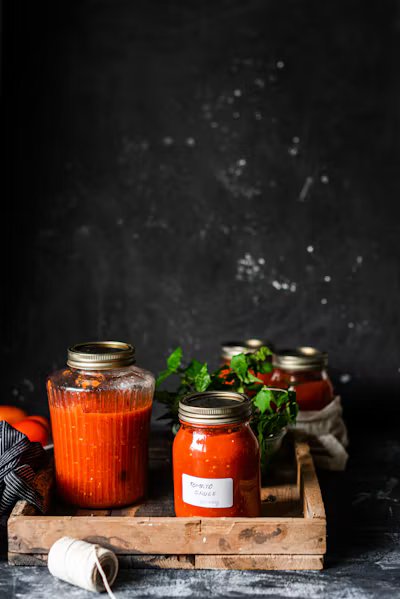 Jars of house-made dressings and mustard